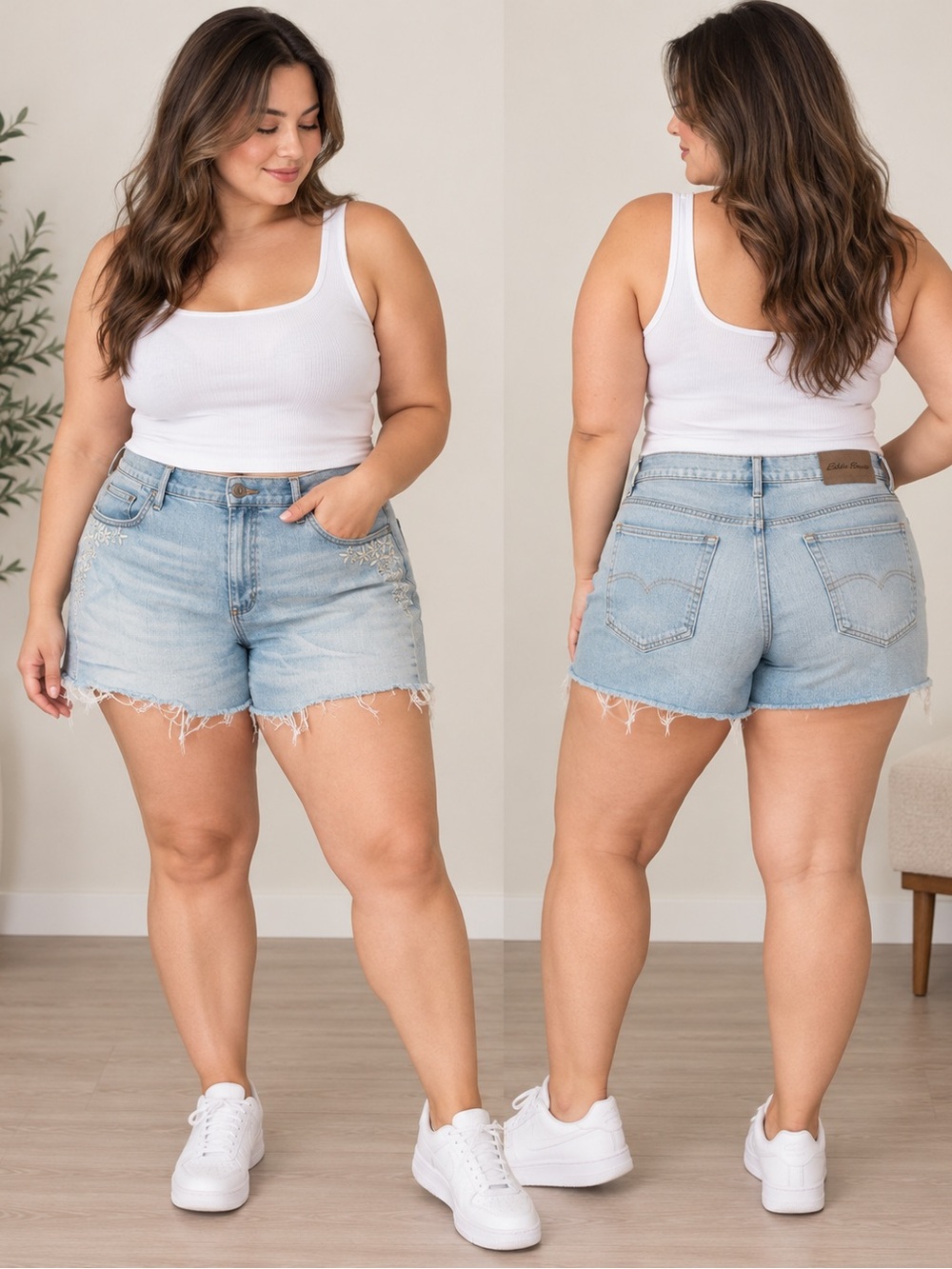 Eddie Bauer Light Blue Frayed Hem Denim Shorts